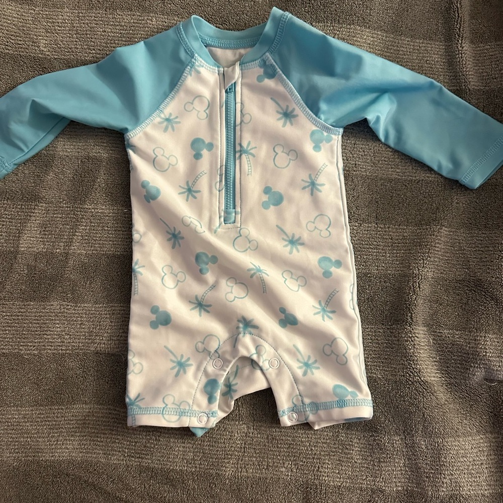 Kids Swimwear with Mickey Mouse Blue and White Design